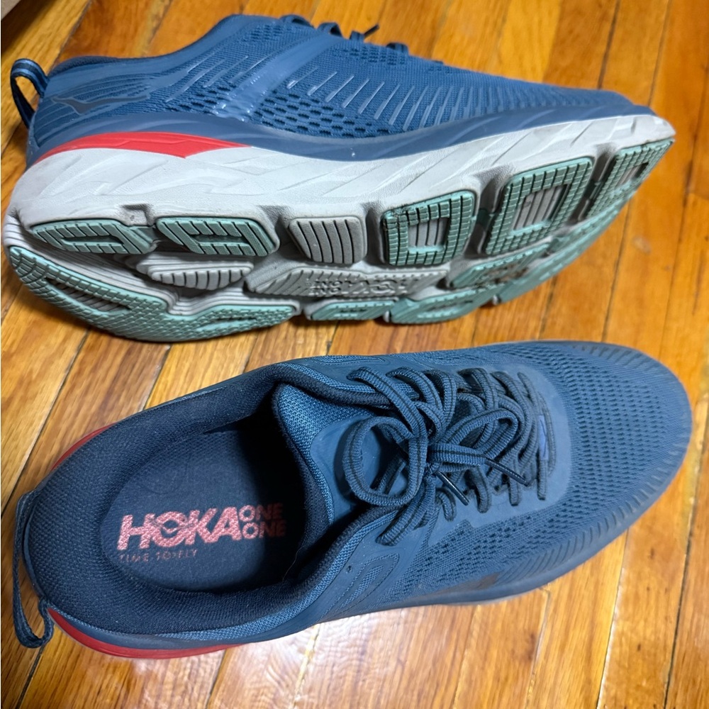 Hoka One One Men's Blue and Red Sneakers - Picture 2 of 4